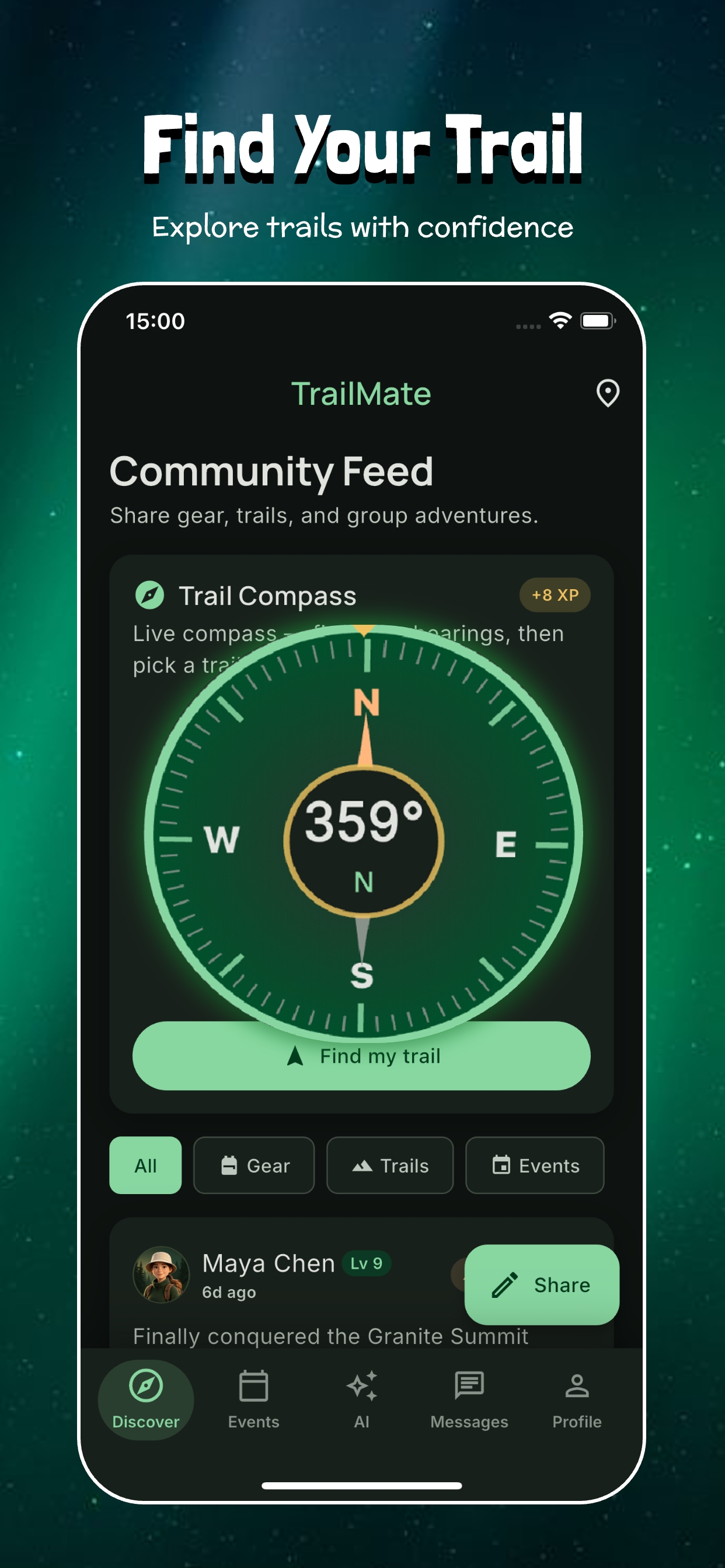 Live compass and trail recommendations
